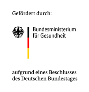 Logo des Bundesministerium für Gesundheit (BMG) mit der Beschriftung: Gefördert durch Bundesministerium für Gesundheit aufgrund eines Beschlusses des Deutschen Bundestags.